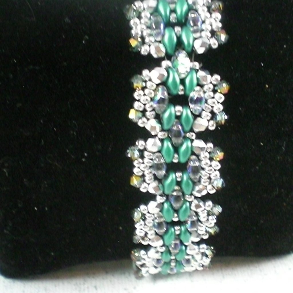 Silver Spruce Bracelet Hand Beaded Crystal Bracelet Couture Bracelet 43$